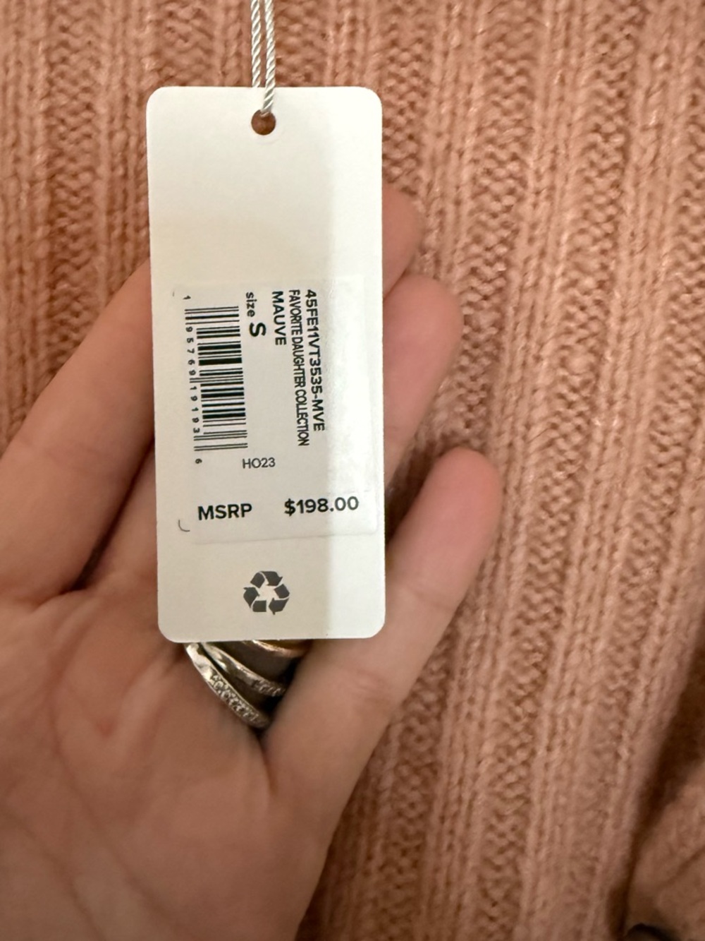 Favorite Daughter Ribbed Knit Button Front Vest in Dusty Rose - Picture 3 of 6